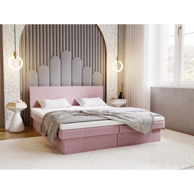 Čalúnená posteľ 180x200 AVRIL 2 s úložným priestorom - svetlo ružová