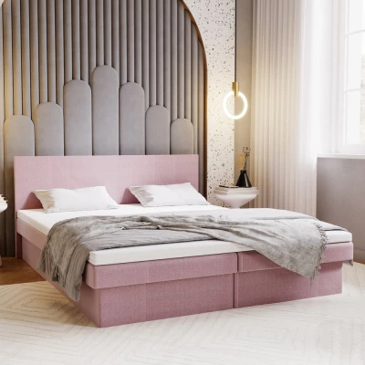 Čalúnená posteľ 160x200 AVRIL 2 s úložným priestorom - svetlo ružová