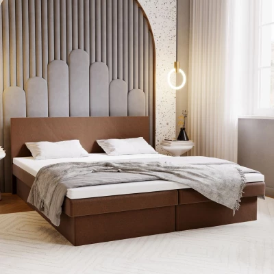 Čalúnená posteľ 160x200 AVRIL 2 s úložným priestorom - hnedá