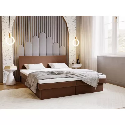Čalúnená posteľ 160x200 AVRIL 2 s úložným priestorom - hnedá