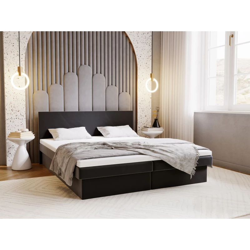 Čalúnená posteľ 160x200 AVRIL 2 s úložným priestorom - čierna
