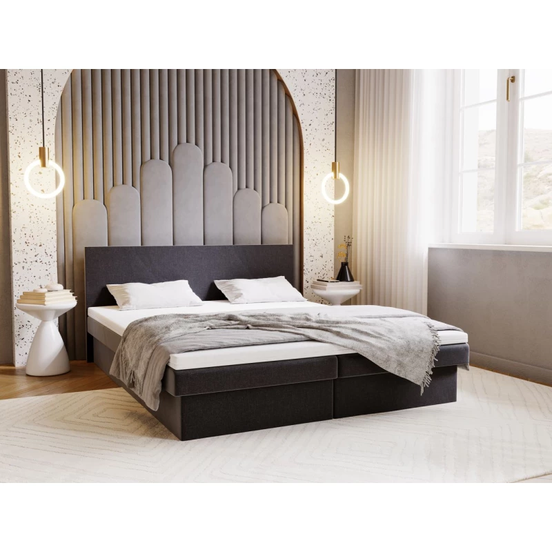 Čalúnená posteľ 160x200 AVRIL 2 s úložným priestorom - šedá