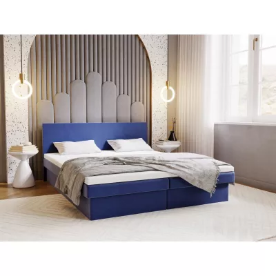 Čalúnená posteľ 140x200 AVRIL 2 s úložným priestorom - tmavo modrá