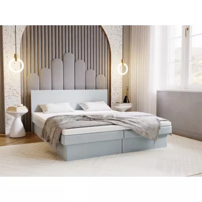 Čalúnená posteľ 140x200 AVRIL 2 s úložným priestorom - svetlo modrá