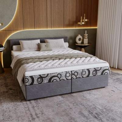 Čalúnená posteľ 180x200 SUVI 1 s úložným priestorom - šedá / svetlo šedá