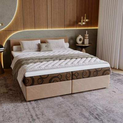 Čalúnená posteľ 180x200 SUVI 1 s úložným priestorom - béžová / hnedá