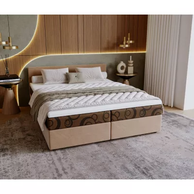 Čalúnená posteľ 180x200 SUVI 1 s úložným priestorom - béžová / hnedá
