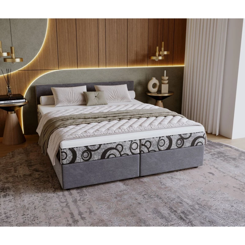 Čalúnená posteľ 140x200 SUVI 1 s úložným priestorom - šedá / svetlo šedá