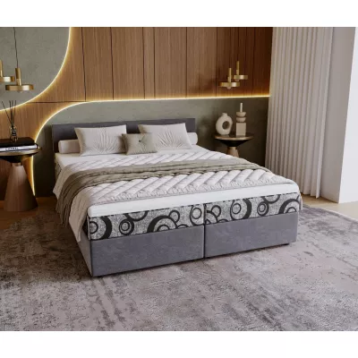 Čalúnená posteľ 140x200 SUVI 2 s úložným priestorom - šedá / svetlo šedá