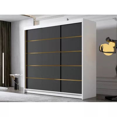 Vysoká šatníková skriňa 250 cm VOLENTE - biela / čierna