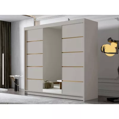 Vysoká šatníková skriňa 250 cm so zrkadlom VOLENTE - kašmír