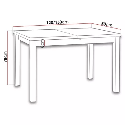 Rozkladací stôl do kuchyne 120x80 cm ARGYLE 5 - dub sonoma