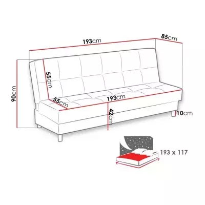 Rozkladacia pohovka na každodenné spanie SABANA - ružová