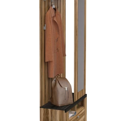 Stena do predsiene so zrkadlom LEONOR 1 - satin nussbaum / touchwood