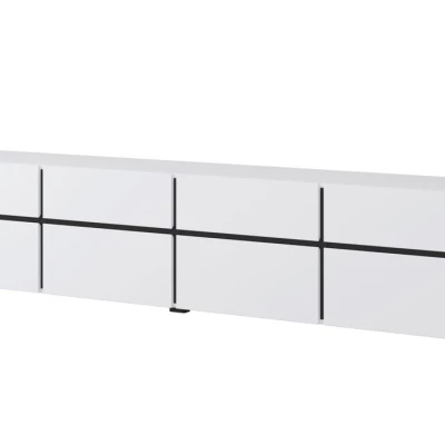 Široký TV stolík GLENROSE - biely / čierny