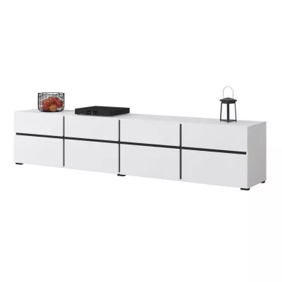 Široký TV stolík GLENROSE - biely / čierny