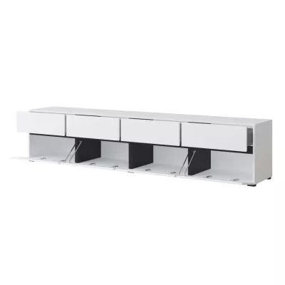 Široký TV stolík GLENROSE - biely / čierny