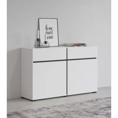 Komoda so šuplíkmi a dvierkami GLENROSE - biela / čierna