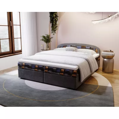 Čalúnená posteľ 140x200 KIRSTEN 2 s úložným priestorom - šedá / vzor 3