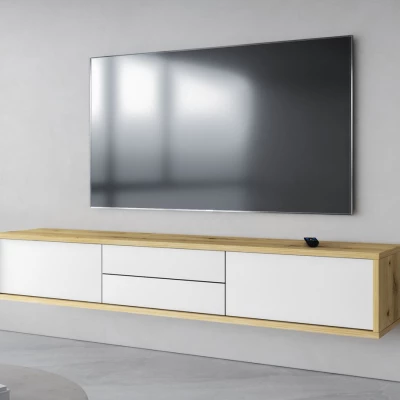 Závesný TV stolík so šuplíkmi IRVING 2 - dub artisan / biely