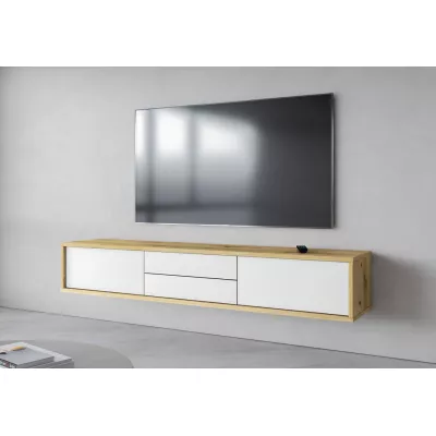 Závesný TV stolík so šuplíkmi IRVING 2 - dub artisan / biely