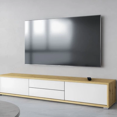Závesný TV stolík so šuplíkmi IRVING 2 - dub artisan / biely