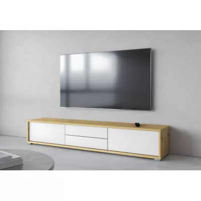 Závesný TV stolík so šuplíkmi IRVING 2 - dub artisan / biely