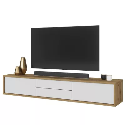 Závesný TV stolík so šuplíkmi IRVING 2 - dub artisan / biely