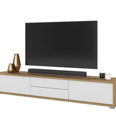 Závesný TV stolík so šuplíkmi IRVING 2 - dub artisan / biely