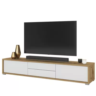 Závesný TV stolík so šuplíkmi IRVING 2 - dub artisan / biely