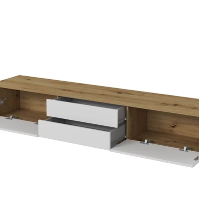 Závesný TV stolík so šuplíkmi IRVING 2 - dub artisan / biely