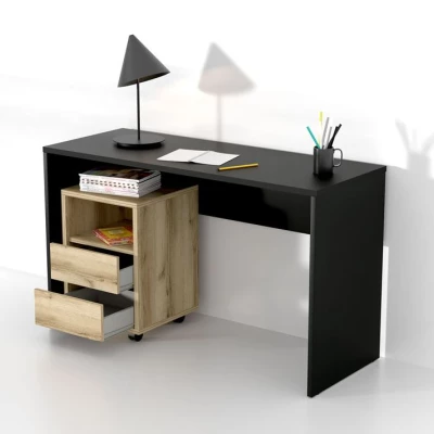 Písací stôl s úložným priestorom AFIBA - čierny onyx
