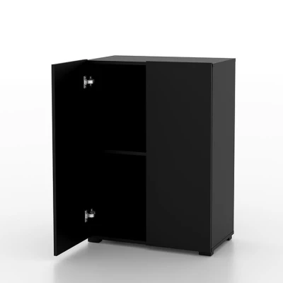 Úzka komoda s dvierkami AFIBA - čierny onyx