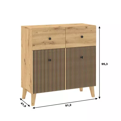 Komoda s dvierkami a šuplíkmi HEWITT - dub artisan
