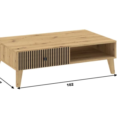 Konferenčný stolík so šuplíkom HEWITT - dub artisan