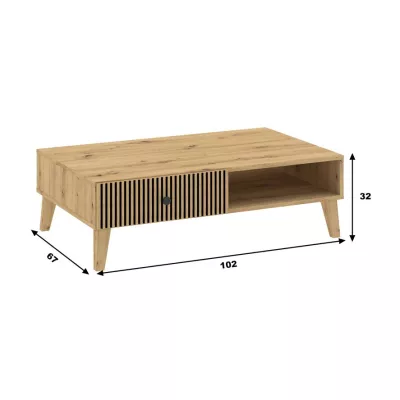 Konferenčný stolík so šuplíkom HEWITT - dub artisan
