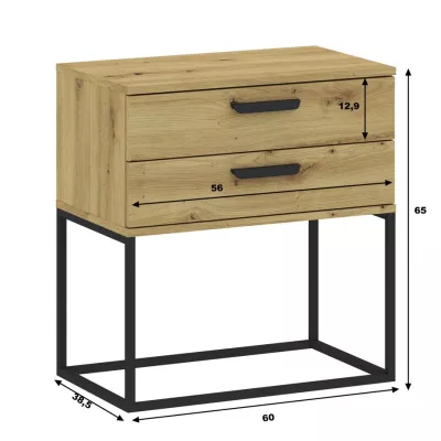 Nočný stolík so šuplíkmi MARETA 5 - dub artisan