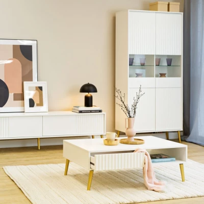 Široký stolík pod TV JEWETT - biely
