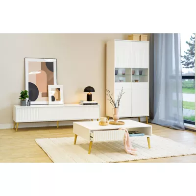 Široký stolík pod TV JEWETT - biely