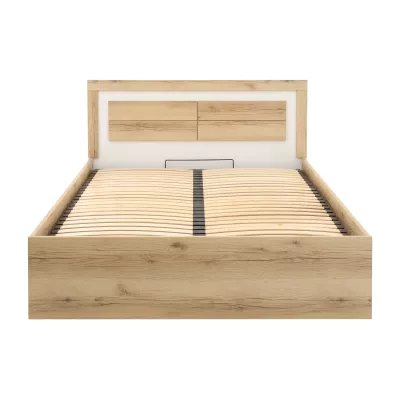Manželská posteľ 160x200 AZIZA - dub grand prírodná / biela
