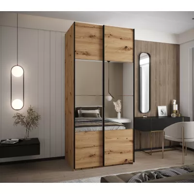 Dvojdverová skriňa SAMARA 4 - 100 cm, dub artisan / čierna