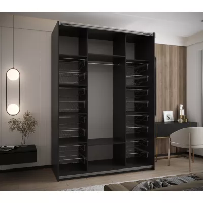 Dvojdverová skriňa SAMARA 3 - 170 cm, čierna / biela / strieborná
