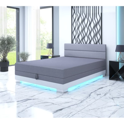 Jednolôžková posteľ 120x195 MORIA 1 s LED osvetlením - šedá / krémová