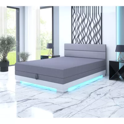 Jednolôžková posteľ 120x195 MORIA 1 s LED osvetlením - šedá / krémová