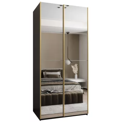 Dvojdverová skriňa SAMARA 2 - 120 cm, čierna / biela / zlatá