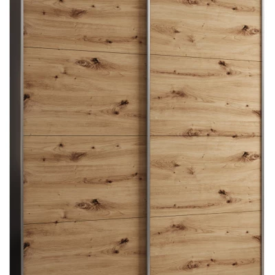 Dvojdverová skriňa SAMARA 1 - 190 cm, čierna / dub artisan / strieborná