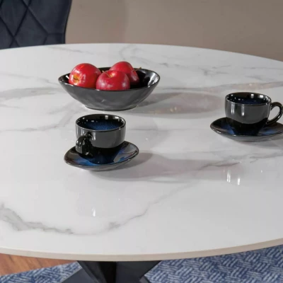 Okrúhly jedálenský stôl 90 KAMILO - biely / čierny