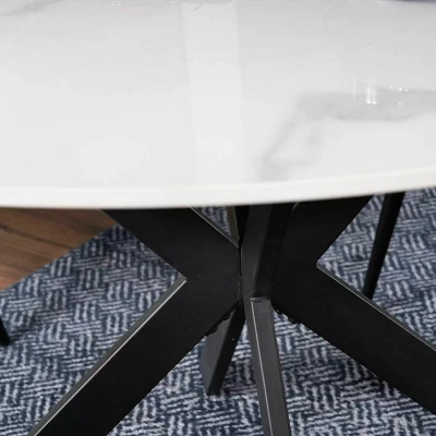 Okrúhly jedálenský stôl 90 KAMILO - biely / čierny