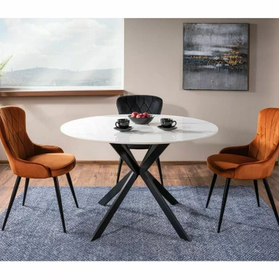 Okrúhly jedálenský stôl 90 KAMILO - biely / čierny