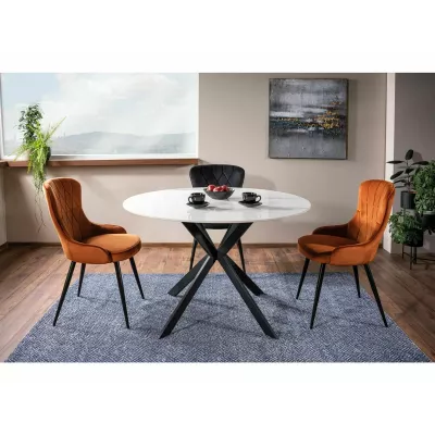 Okrúhly jedálenský stôl 90 KAMILO - biely / čierny